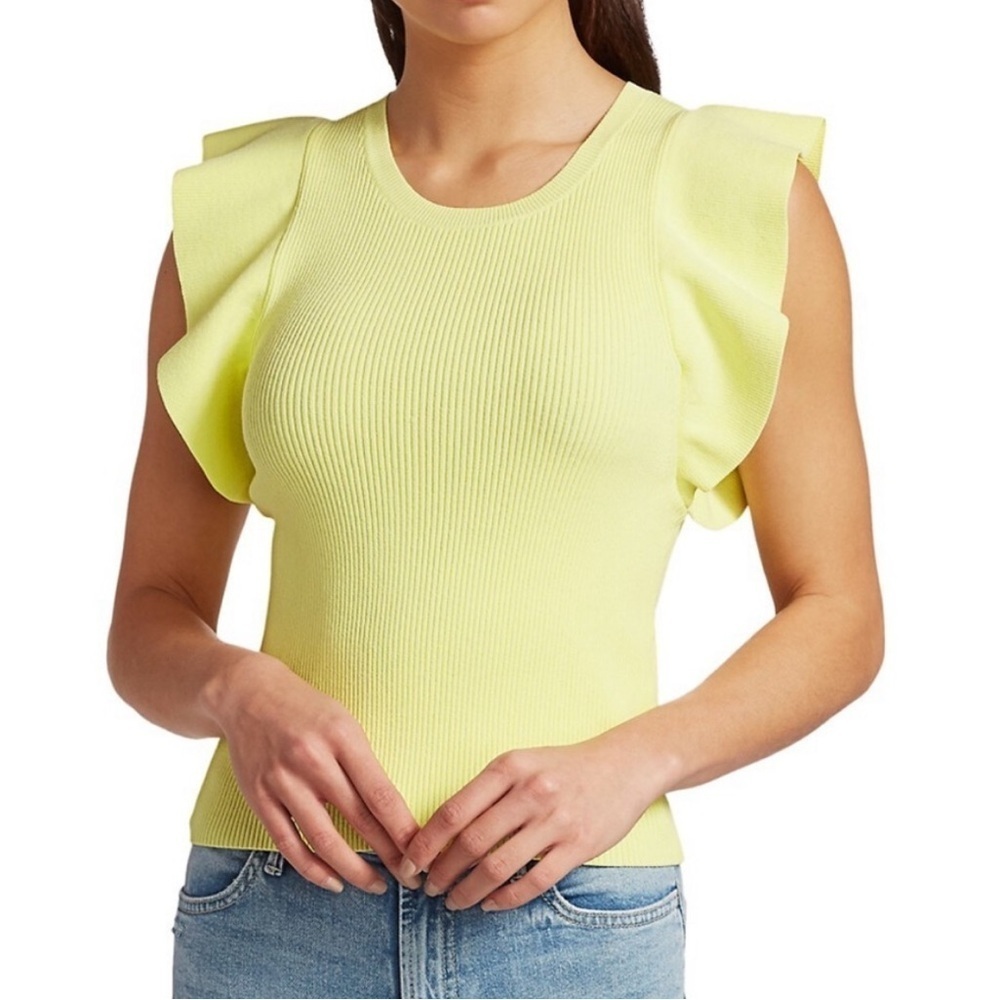 A.L.C. Holley flutter sleeve knit‎ top yellow size XS